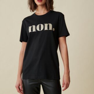 non. T-Shirt – schwarz / glitzer