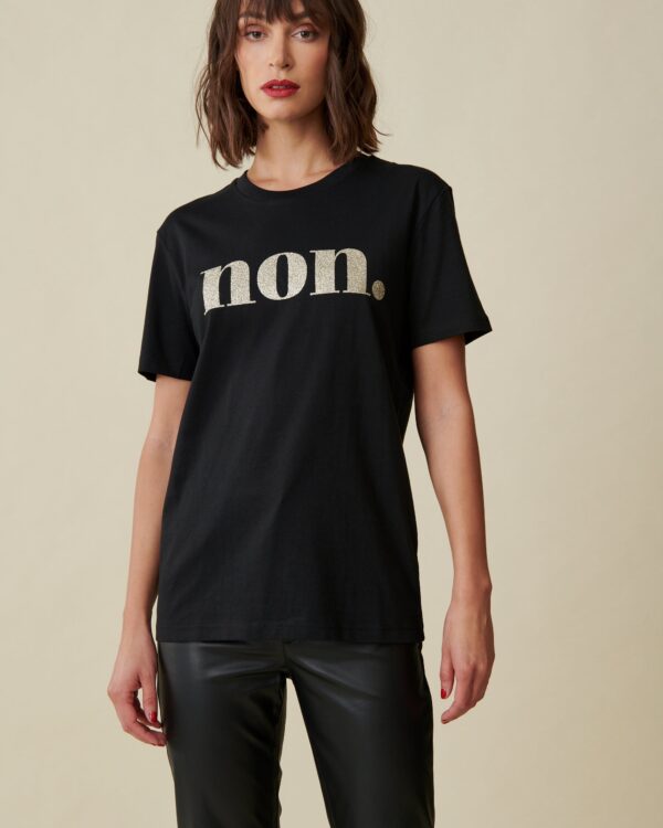 non. T-Shirt – schwarz / glitzer