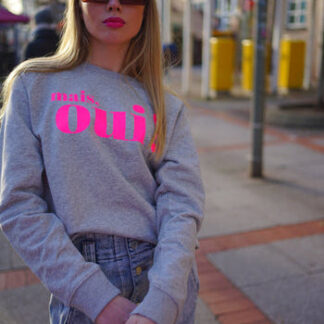 Mais Oui! Sweatshirt – grau / neonpink