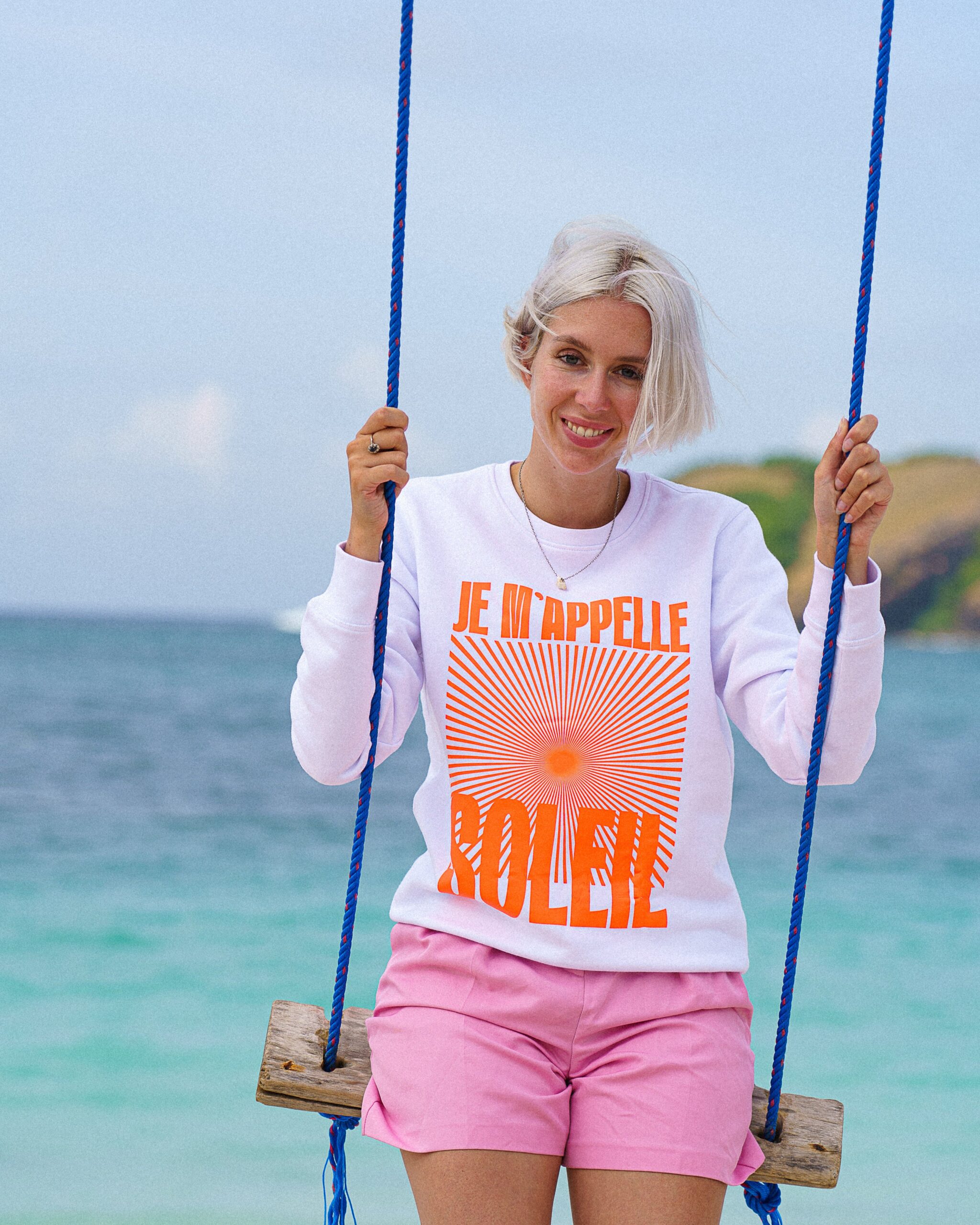Je m'appelle soleil weiß / neon orange