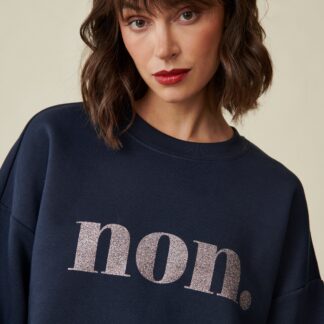 non. Sweatshirt Dunkelgrau/ Glitzer