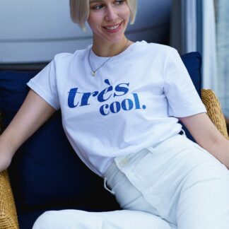 Très cool T‑Shirt – weiß / dunkelblau Glitzer