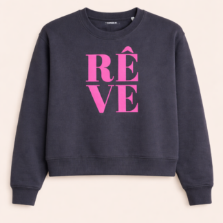 RÊVE Sweater – Grau / Neonpink