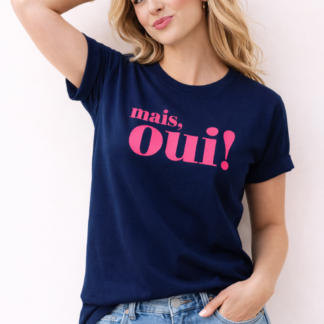 Mais Oui! T‑Shirt – dunkelblau / neonpink