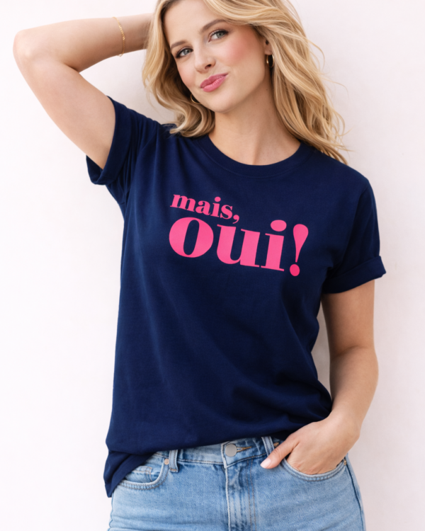 Mais Oui! T‑Shirt – dunkelblau / neonpink