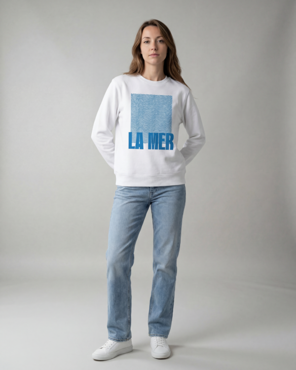 La Mer Sweatshirt – weiß / aqua blau