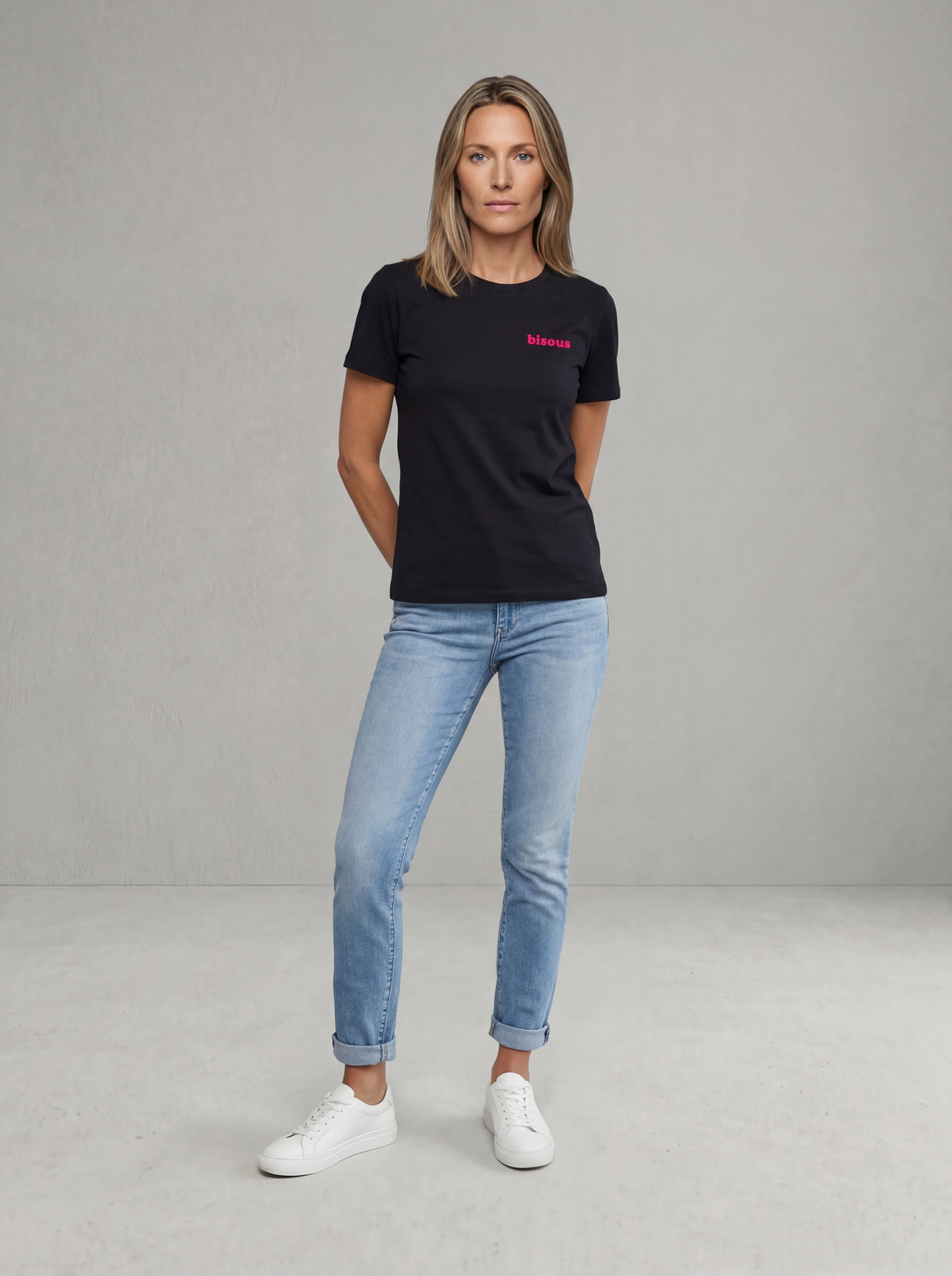 Bisous T-Shirt Schwarz/Neonpink
