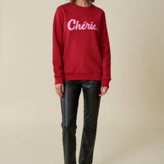 Chérie Sweatshirt rot / glitzerrosa