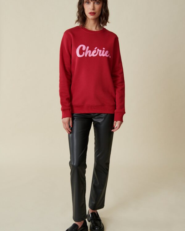 Chérie Sweatshirt rot / glitzerrosa