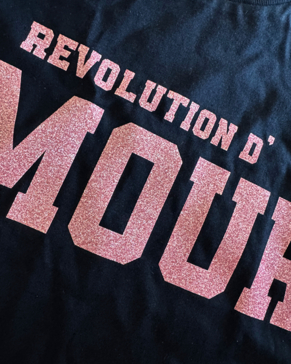 Revolution d'amour T-Shirt dunkelblau / rosa Glitzer