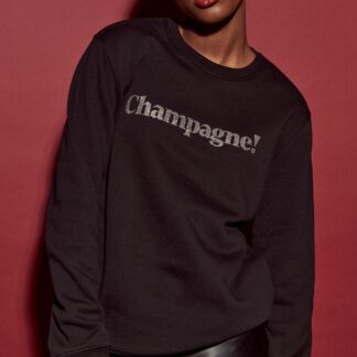 Champagne. Pullover schwarz / Glitzer