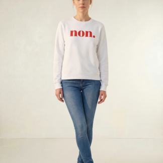 non. Sweatshirt weiß / rot