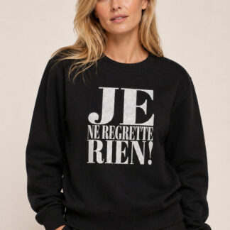Je ne regrette rien Sweatshirt Schwarz/ Weiß Glitzer