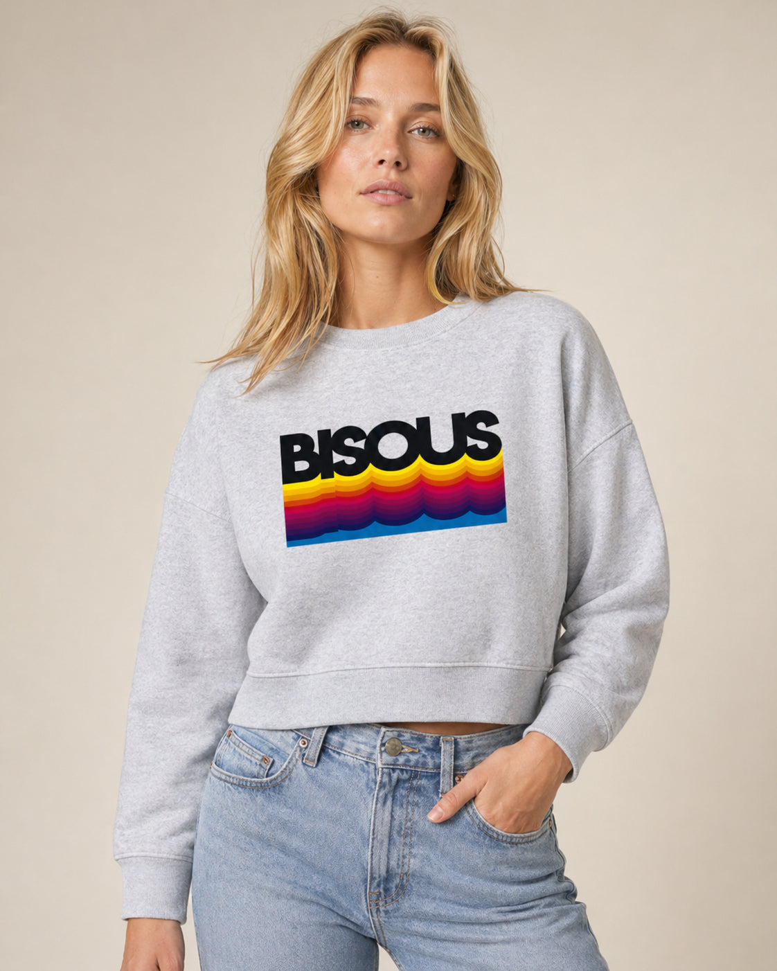 Bisous Sweatshirt Hellgrau / Bunt