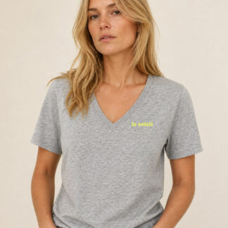 Le Solei T-Shirt Grau / Neongelbglitzer