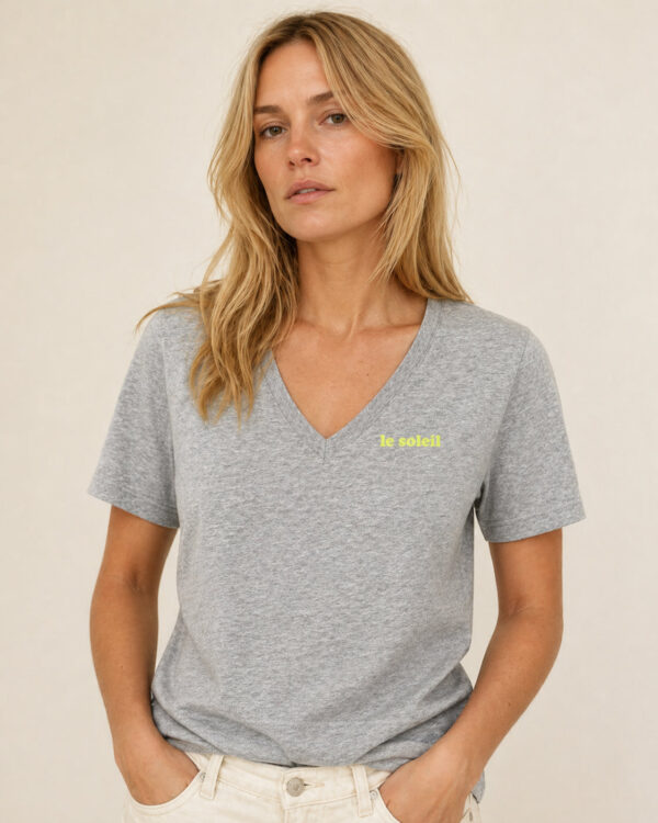 Le Solei T-Shirt Grau / Neongelbglitzer