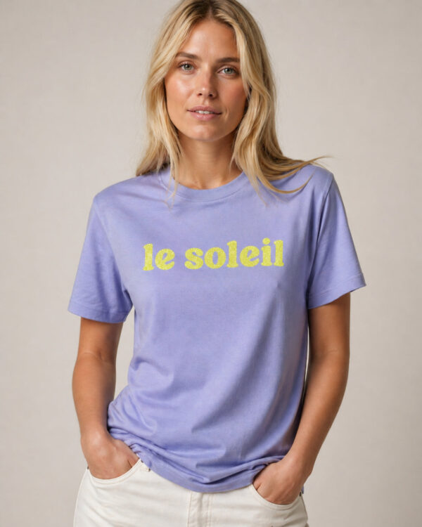 Le Soleil T-Shirt Violet / Neongelb Glitzer