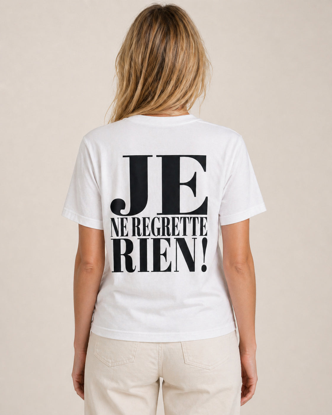 Je ne regrette Rien! T-Shirt Backprint Offwhite /Schwarz